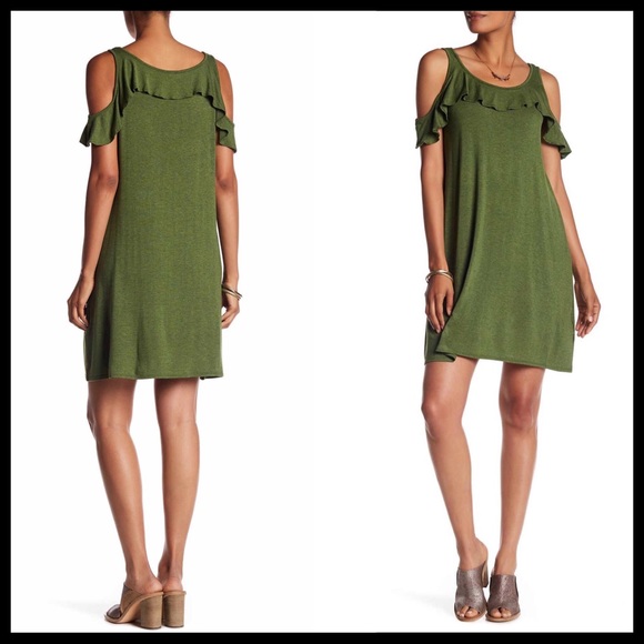 MAX STUDIO COLD SHOULDER RUFFLE KNIT MINI DRESS - Picture 2 of 6